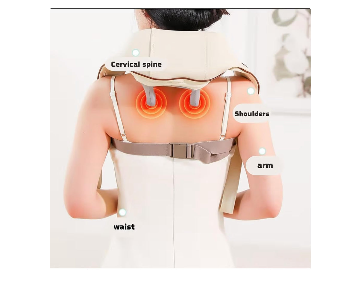 Neck and Shoulder Massager, Cordless Lymphatic Neck Massager with Heat for Pain Relief Deep Tissue, Adjustable Heat and Massage Speed (Grey)