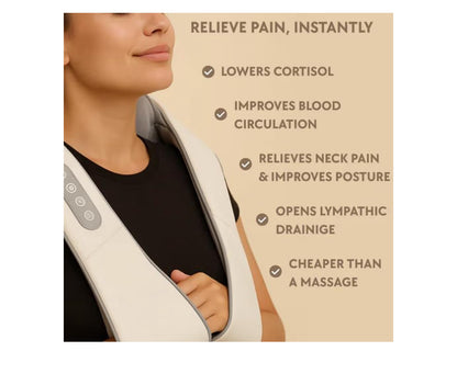 Neck and Shoulder Massager, Cordless Lymphatic Neck Massager with Heat for Pain Relief Deep Tissue, Adjustable Heat and Massage Speed (Grey)