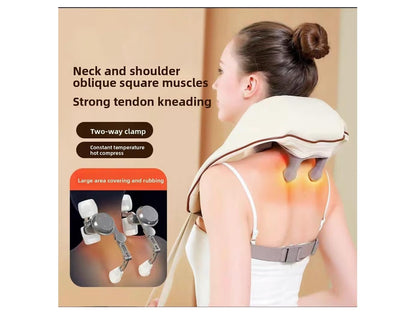 Neck and Shoulder Massager, Cordless Lymphatic Neck Massager with Heat for Pain Relief Deep Tissue, Adjustable Heat and Massage Speed (Grey)